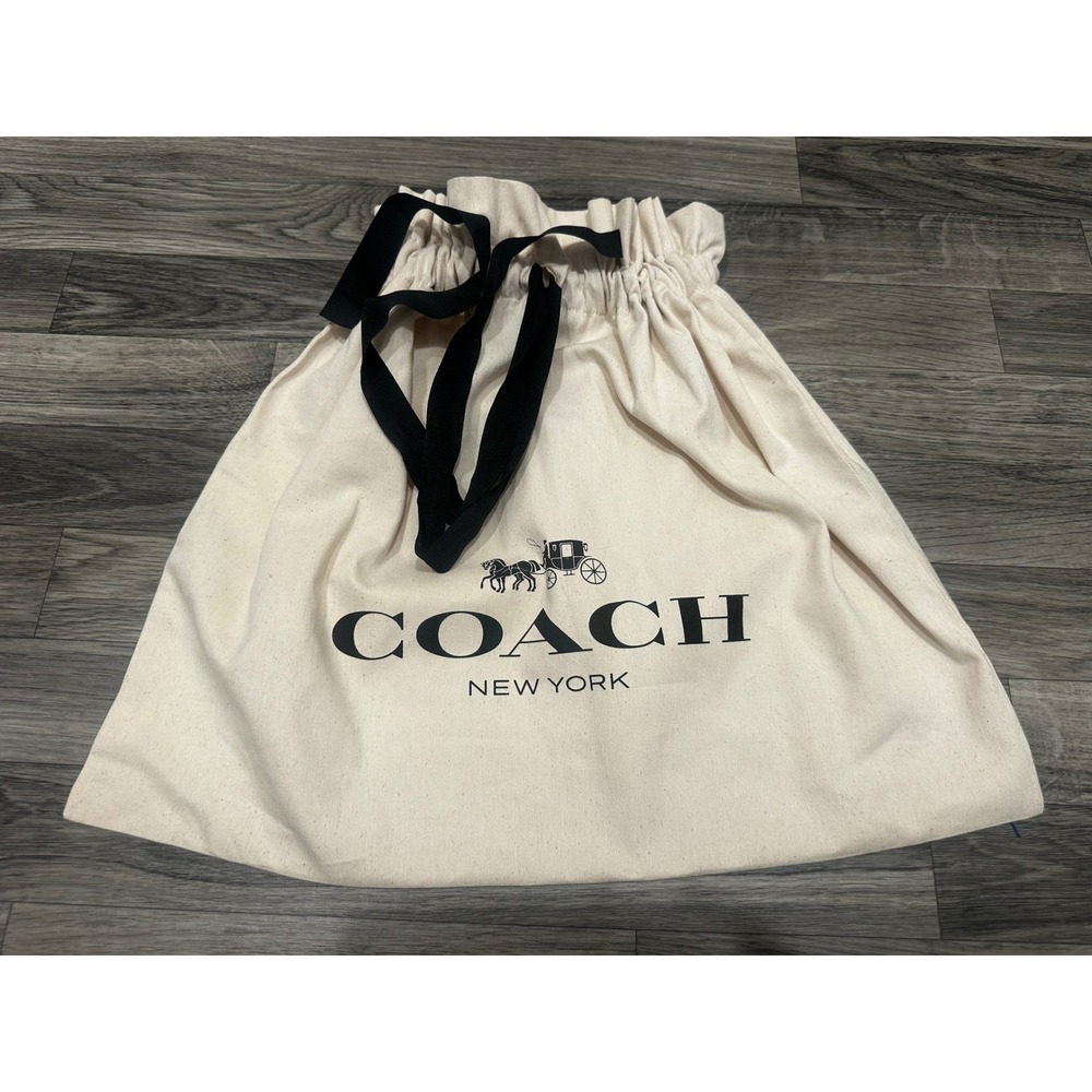 Coach New York Large Cotton Canvas Drawstring Dust Bag Cream 19.5x17.5